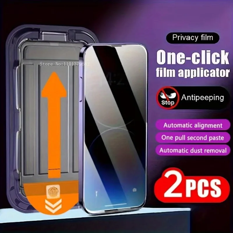 

2Pcs HD Clear Privacy Tempered Glass Screen Protector for iPhone 11 12 13 14 15 16 Pro Max X XR XS Max Glass