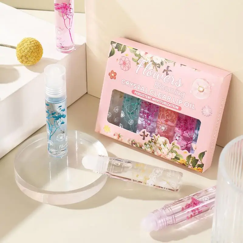 Flor Roll-on Crystal Clear Lipgloss, Hidratante, Óleo Transparente, De Longa Duração, Hidratante, Lip Care, Maquiagem