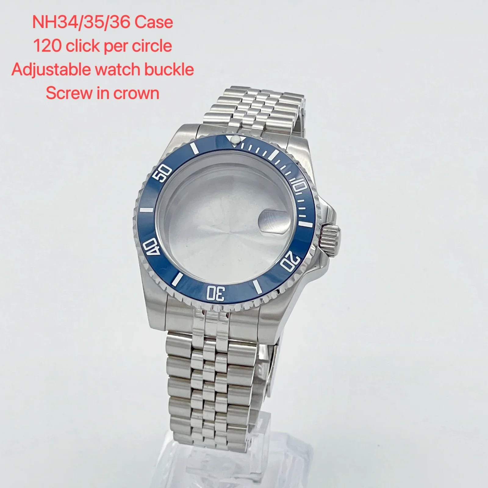 

NH35 case 10ATM waterproof 40mm ceramic bezel stainless steel Jubilee bracelet strap sapphire glass for SUB NH34 NH36 movement