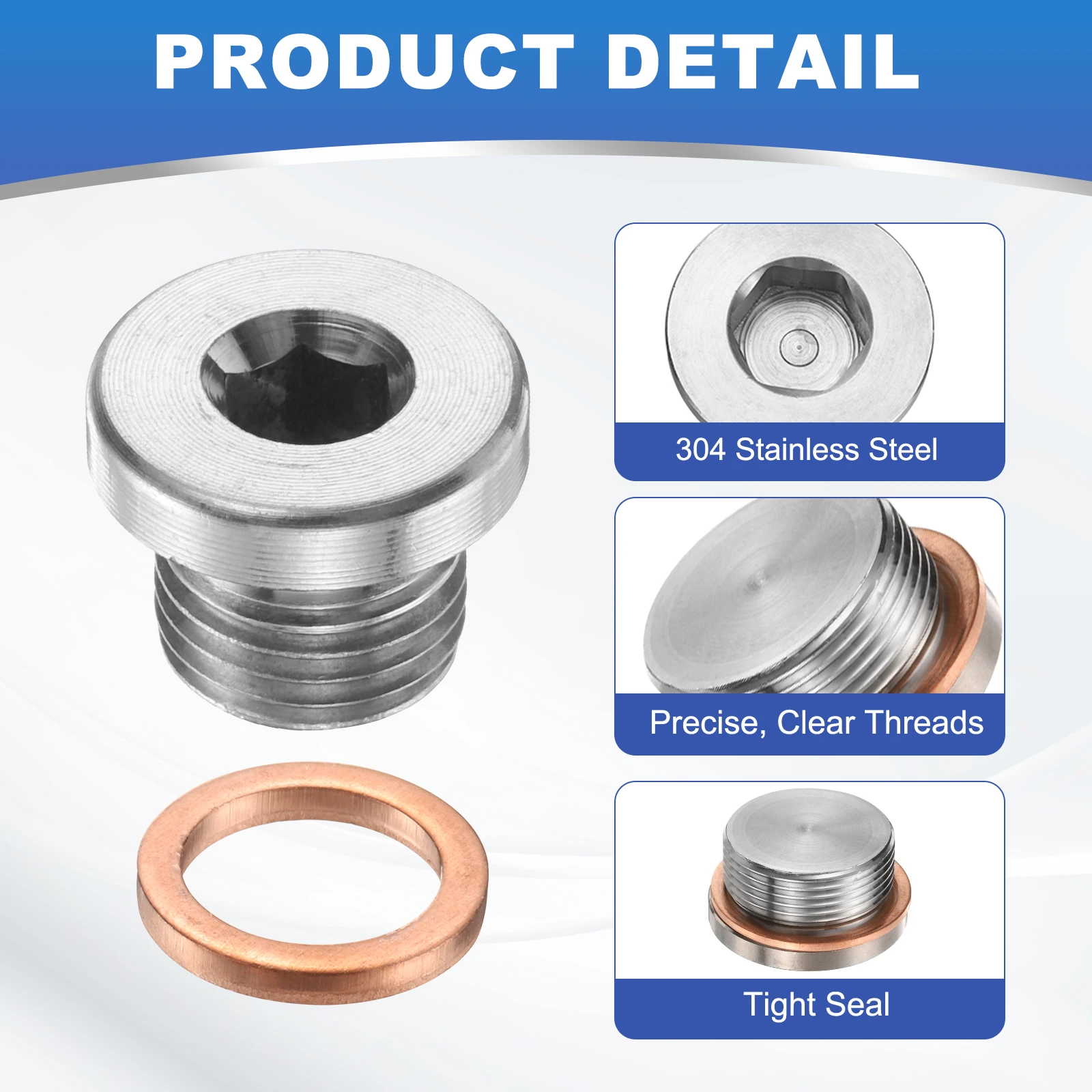 1/2/4Pcs BSP Pipe Plug Fitting Internal Hex Head Socket 304 Stainless Steel 1/8