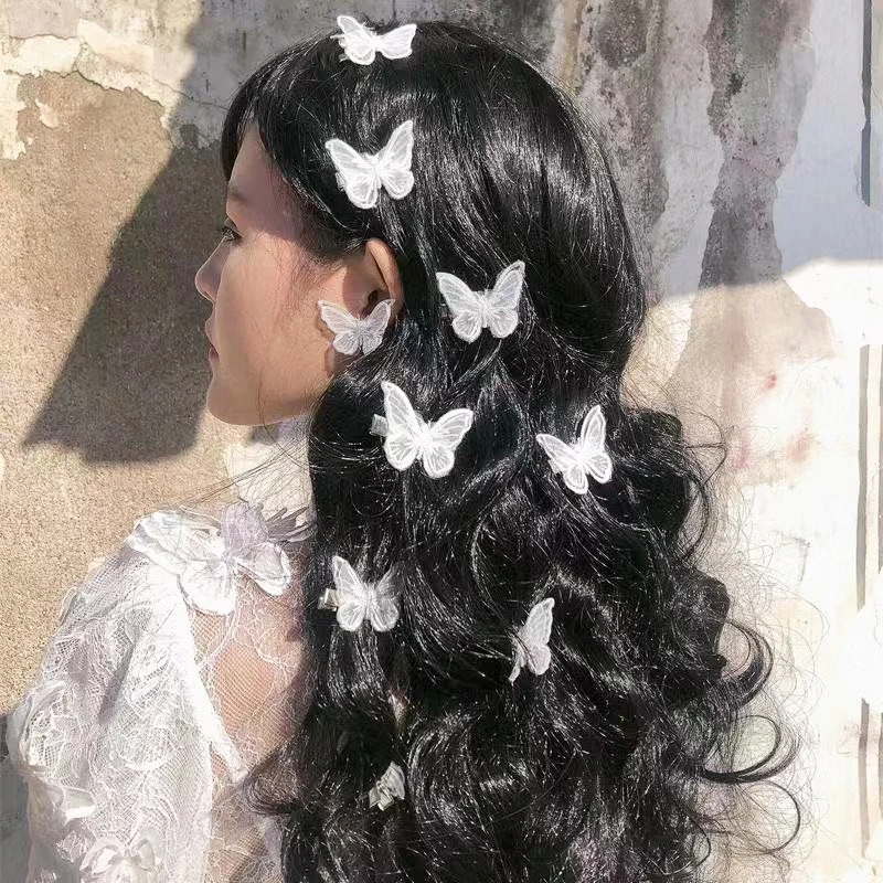 5Pcs White Butterfly Head Wear Women Girls Wedding Fashion Hair Clip Hair Pin Hairwear Hairpins Clip Bride Hair Accessories