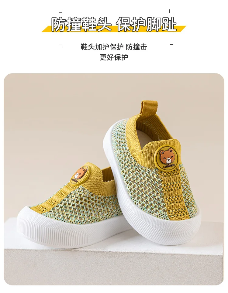 Baby-Lauflernschuhe mit Teddybär-Muster, weiche Sohle, rutschfeste Sandalen für Kinder, atmungsaktive Hohlschuhe für Frühling und Sommer – Detail 6