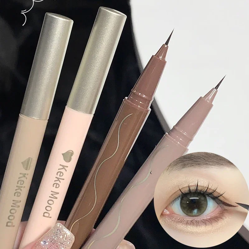 0.01mm Quick Dry Eyeliner Pen Makeup Waterproof Lasting Matte Glitter Liquid Lying Silkworm Lower Eyelash Pencil Eyes Cosmetics