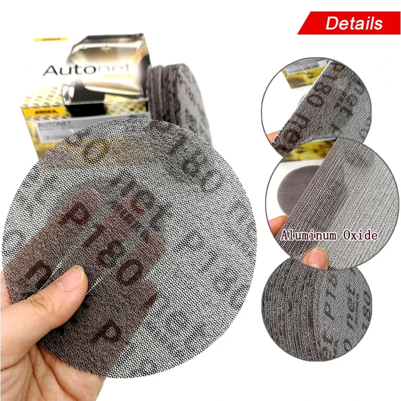 15 Pcs 5 Inch 125mm Mesh Abrasive Dust Free Sanding Discs Anti-blocking Dry Grinding Sandpaper 80 to 320 Grit removal and finish