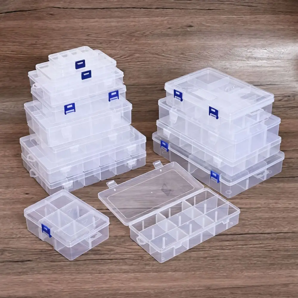 Modular Plastic Organizer Box Transparent Storage Case For Stationery Jewelry Parts Fishing Lure Sewing Craft Supplies Kit