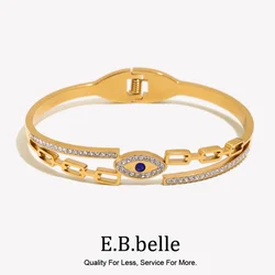 Double Cut Chain Devil's Eye Shell Asymmetric Rectangular Zircon U-shaped Chain Stainless Steel Spring Buckle Bracelet