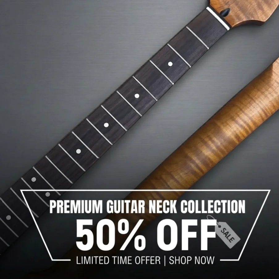 Premium ST Style Maple Electric Guitar Neck Rosewood Fingerboard Strat Replacement Part - Vintage Silver Sparkle Finish