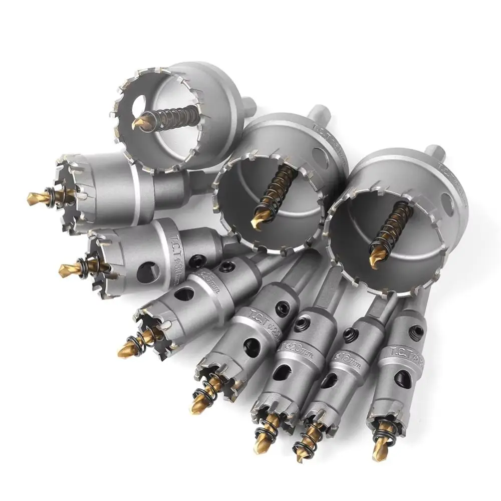 

TCT Carbide Tipped Hole Saw Cutter Wear Resistant Durable Drill Bit Set No Slipping Hard Core Drill Bit Woodworking