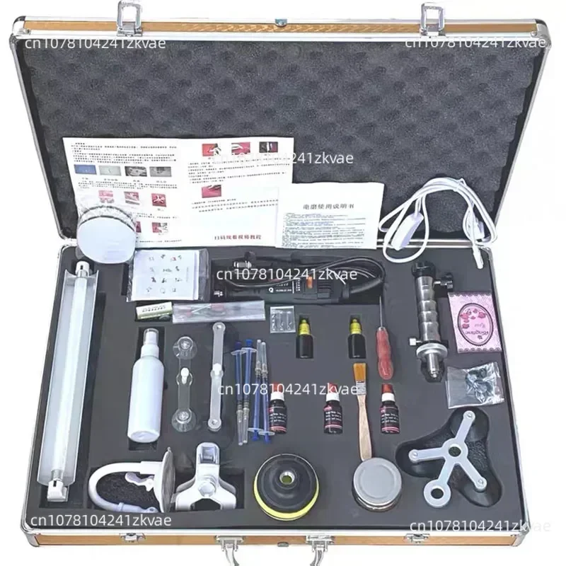 Car Front Windshield Repair Kit Car Glass Crack Repair Professional Accessories Toolbox Stainless Steel Vacuum Injection Pump T