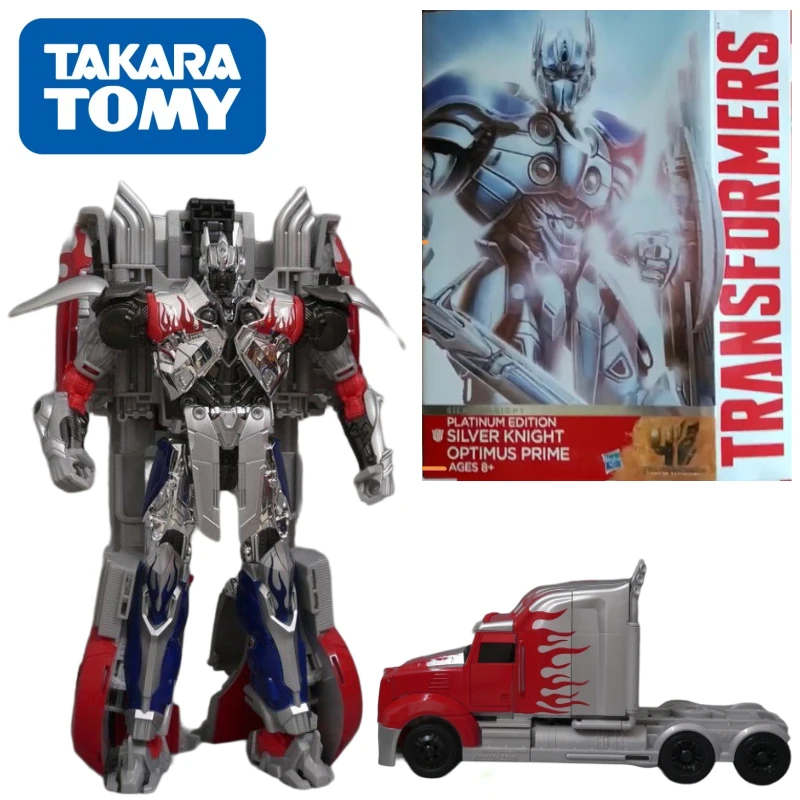 In Stock Takara Tomy Transformers Movie4 AOE Platinum Edition Silver Knight Optimus Prime Collect Action Figure Anime Robot Gift