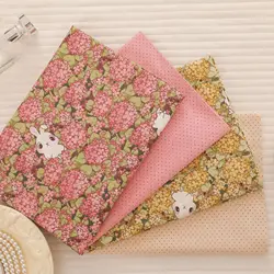 Printed Cotton Fabric for Sewing, Cute Flower, Rabbit, Dot, Patchwork Cloth, Quilting, Scrapbook, Tecido DIY, Handmade Material