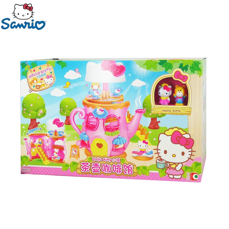 

Hello Kitty Set Teapot Cafe Toy Girl Children Play House Cartoon Kawaii Doll Model Girl Party Toy Children's Birthday Present