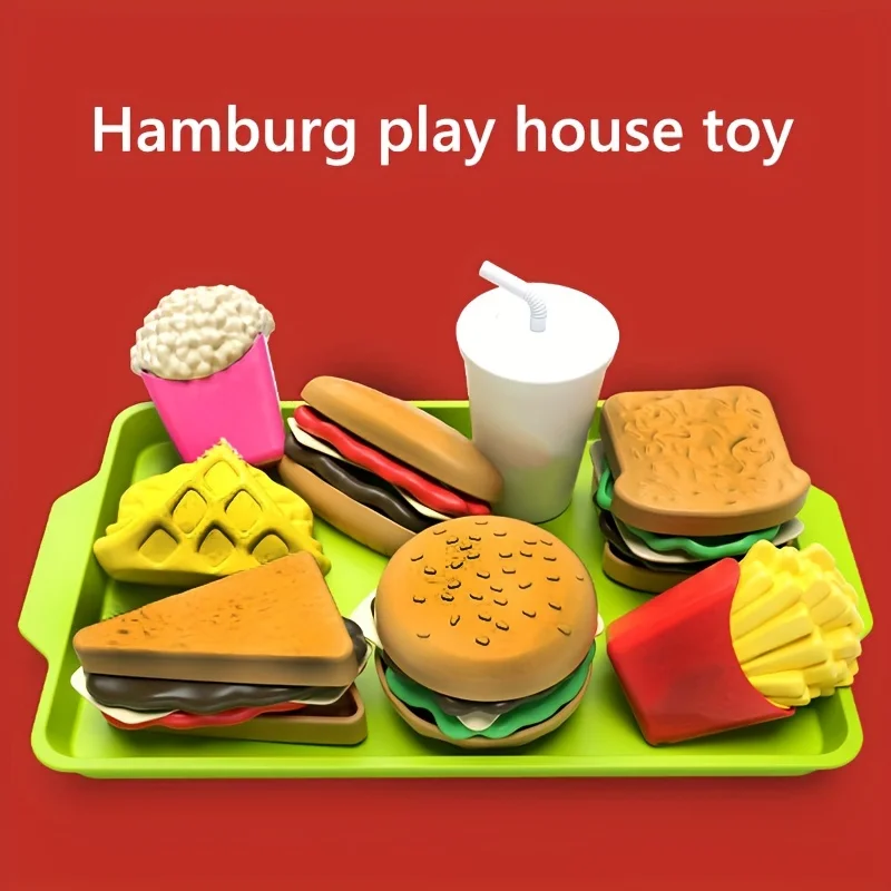 1 ensemble détachable Snack Hamburger en plastique semblant jouet jouer maison ensembles de nourriture pour enfants cuisine jouet cadeau d'anniversaire