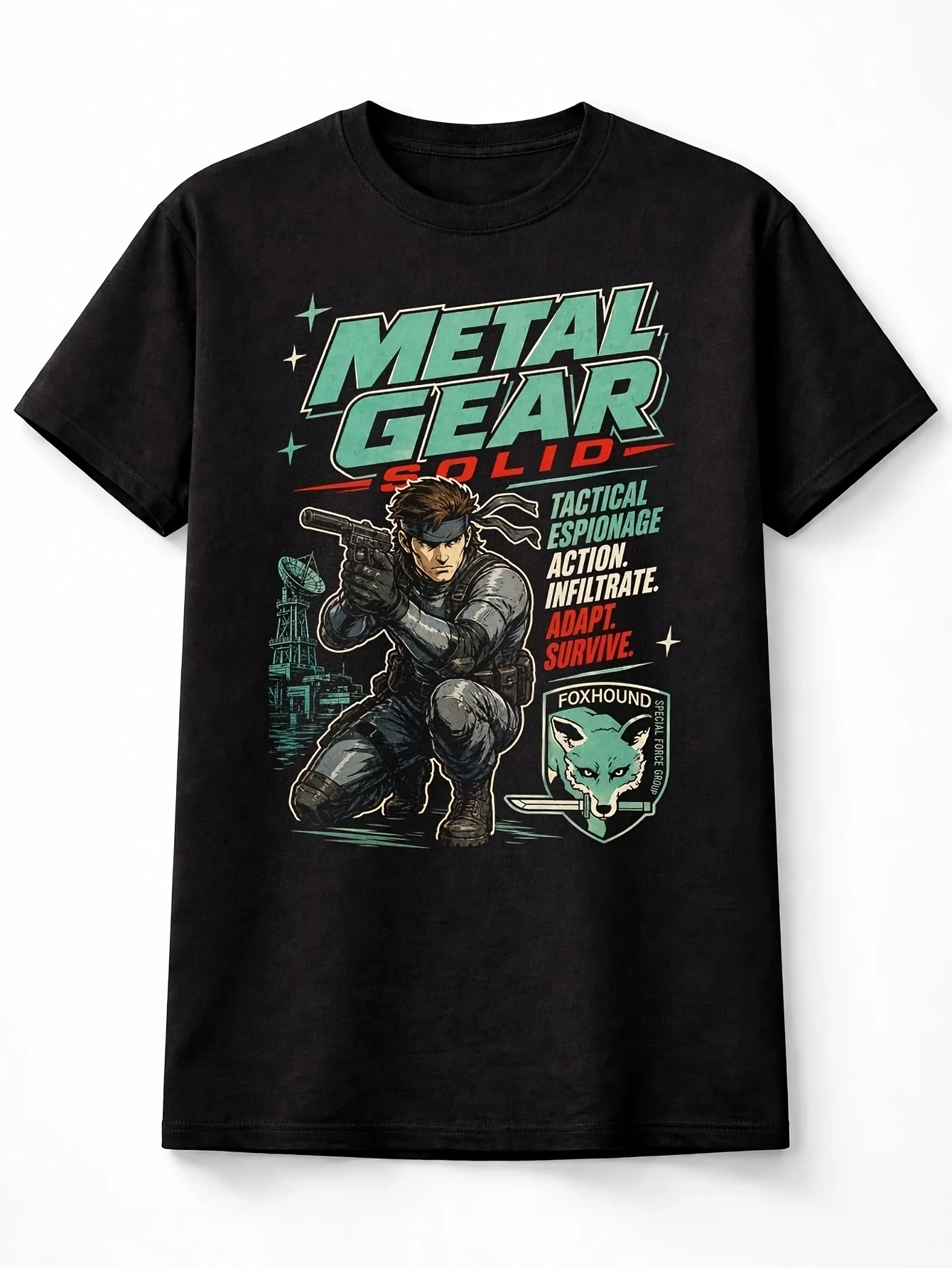 M-G-S Tactical Espionage Action Retro Gamer Playstation Men'S T-Shirt Regular Fit Soft Breathable Top Summer Wear Graphic Tee
