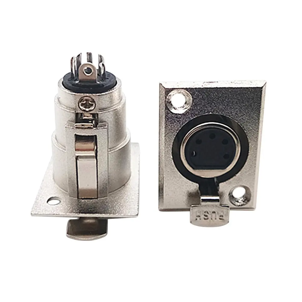 

2 шт. XLR 5-контактные панельные разъемы-гнезда для аудиоколонок, высокопрочные, из медно-цинкового сплава, адаптеры для микрофонов, звуковые разъемы