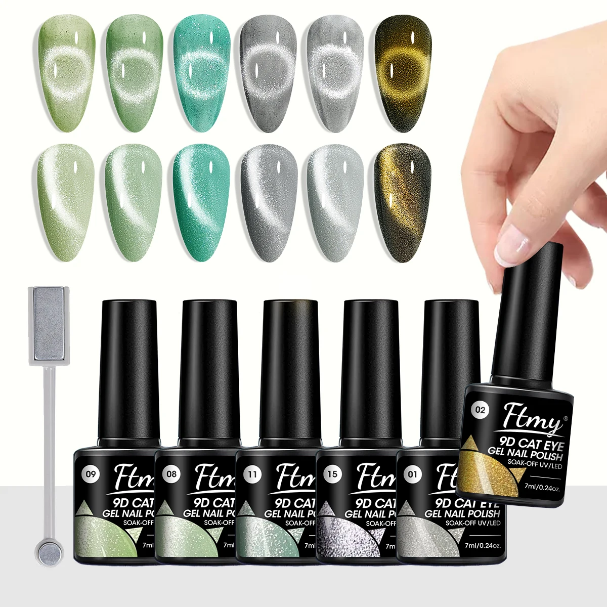 

6 colors, holographic flash cat's eye gel polishing set, immersion UV LED gel nail polish set nail enhancement set