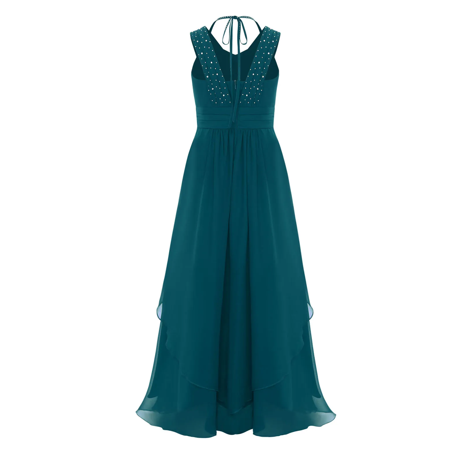 

Princess Girls Pleated Chiffon Long Dresses Kids Flower Girl Wedding Dress Summer Sleeveless Birthday Party Wedding Dress