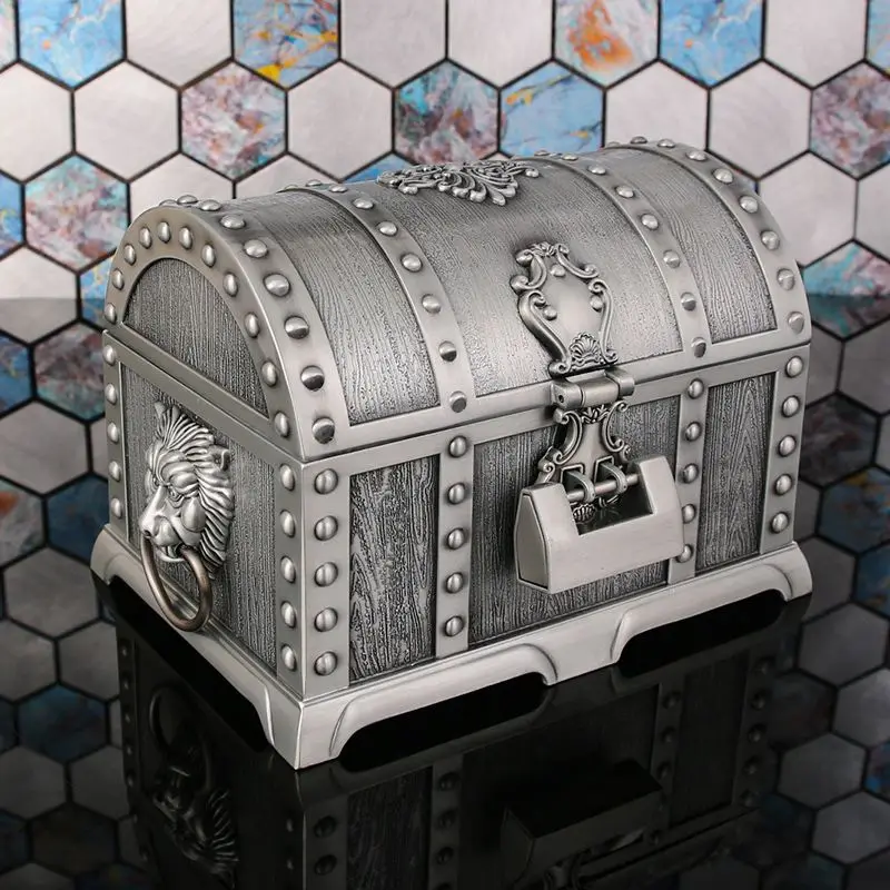 Alloy jewelry storage box Ancient Tin Exquisite Treasure Chest Home desktop decoration ornaments Festival gifts