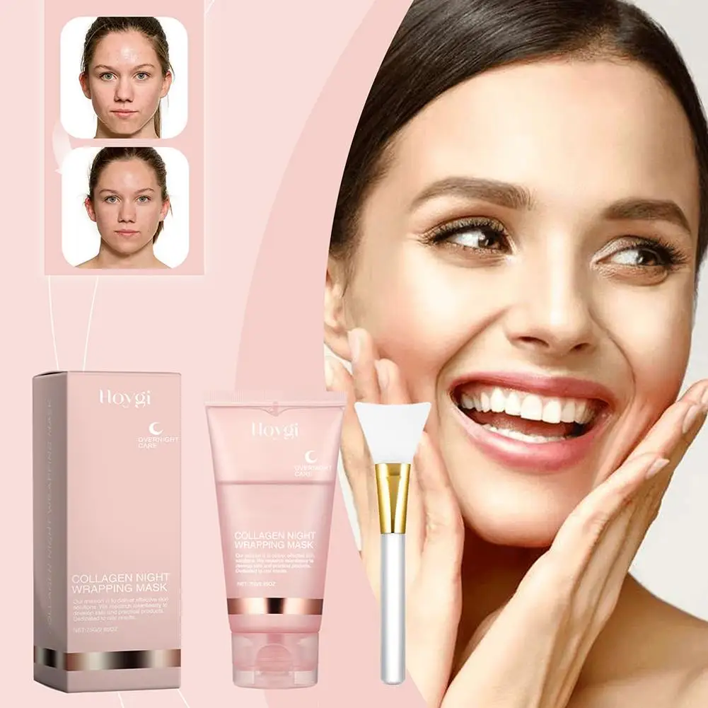 

75ml Korean Collagen Overnight Wrapping Peel Off Facial Mask, Deeply Hydrating Night Care Mask Cream for Skin Repair