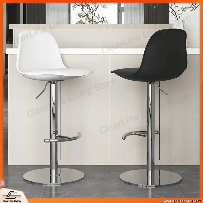 

Stainless Steel Bar Stool with Gas Lift Adjustable Height Swivel Seat Modern High Stool for Kitchen Island Bar Counter