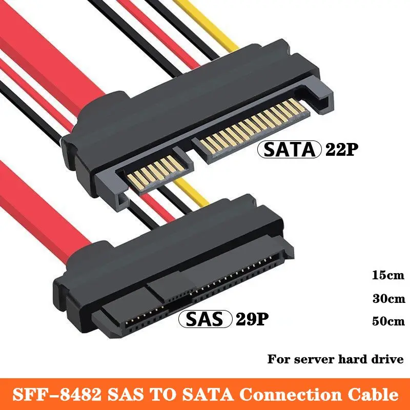 SFF-8482 Motherboard SAS 29P Female To SATA 22P Male Cable 7+15PIN Power Cable SAS Hard Disk Server To SATA 0.15M 0.3M 0.5M