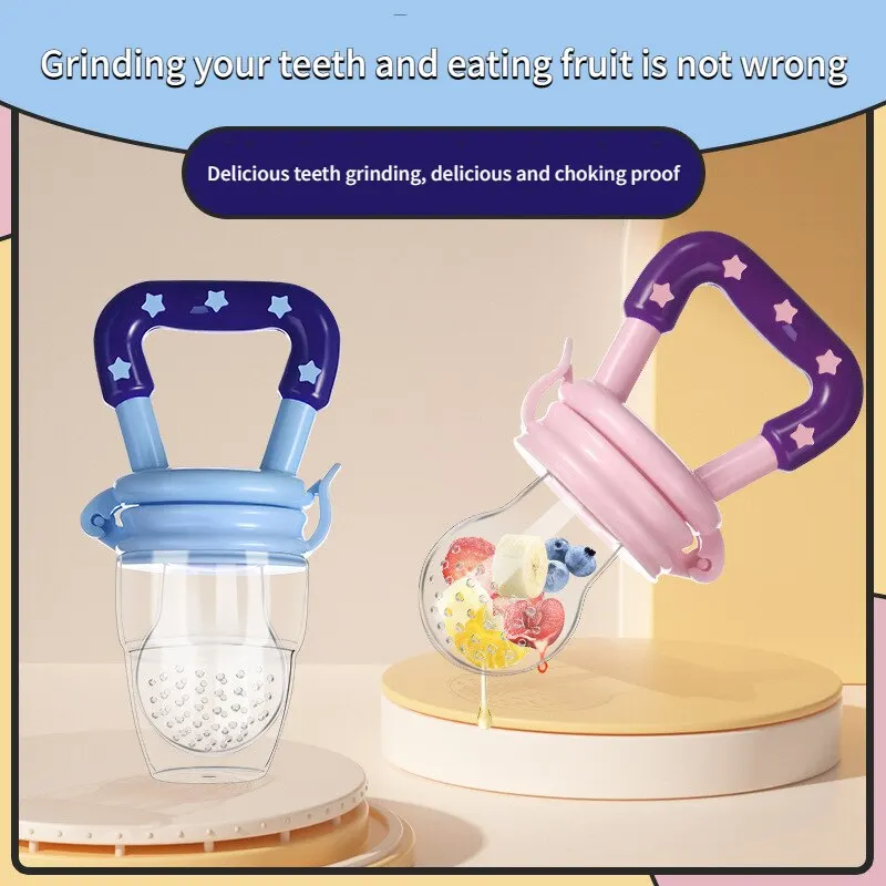 3 PCS Colour Newborn Food Feeder With Spoon Silicone Nibbler Pacifier Fruit Feeder Baby Feeding