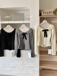 Fall Winter Women Shoujo Girl Long Sleeve Pullovers Crop Sweater Cuddly Knitwear 2000s Aesthetic Korean Fashion Sweet Jumper