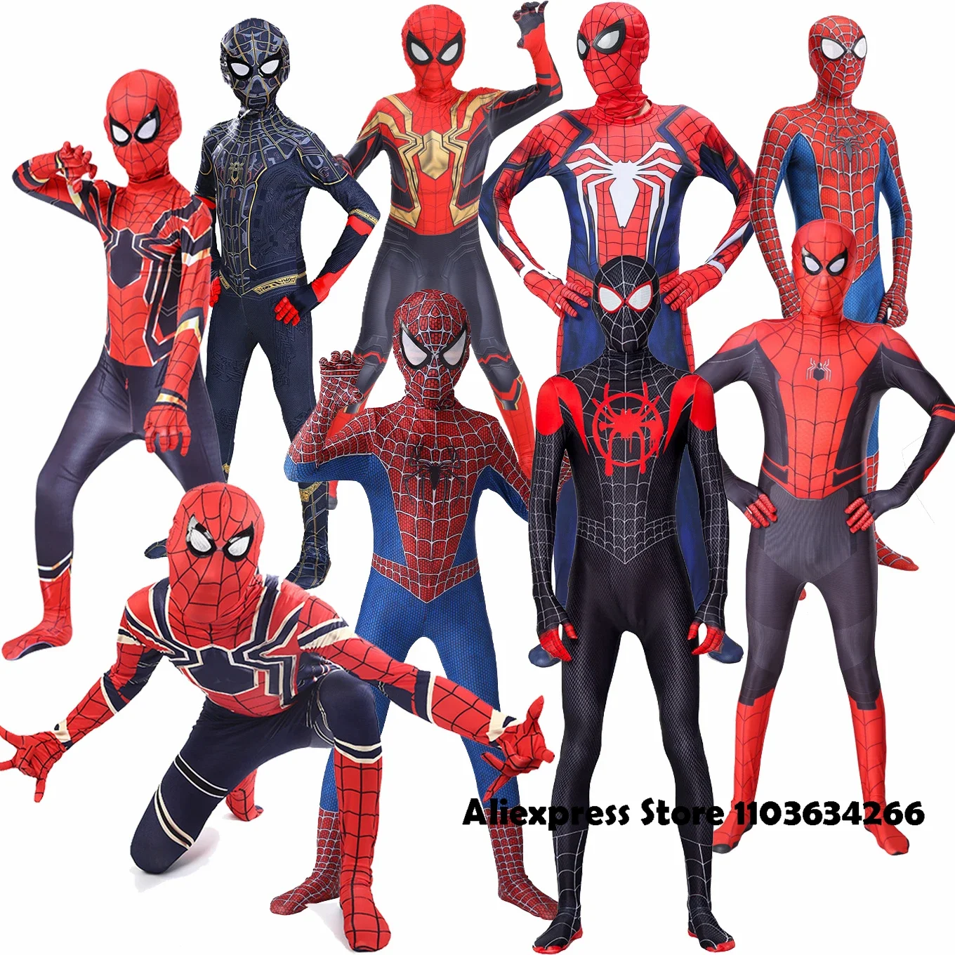 Spider Man Cosplay Costume Zentai Spiderman Costume Superhero Bodysuit Spandex Jumpsuit Suit for Child Kids Adult