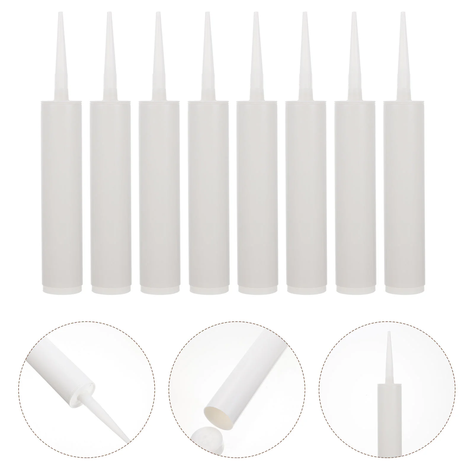 

8 Sets Silicon Sealant Fire Extinguisher Bottles Bathroom Caulk Tubes Refillable Caulking Container Emulsion Pvc White Empty