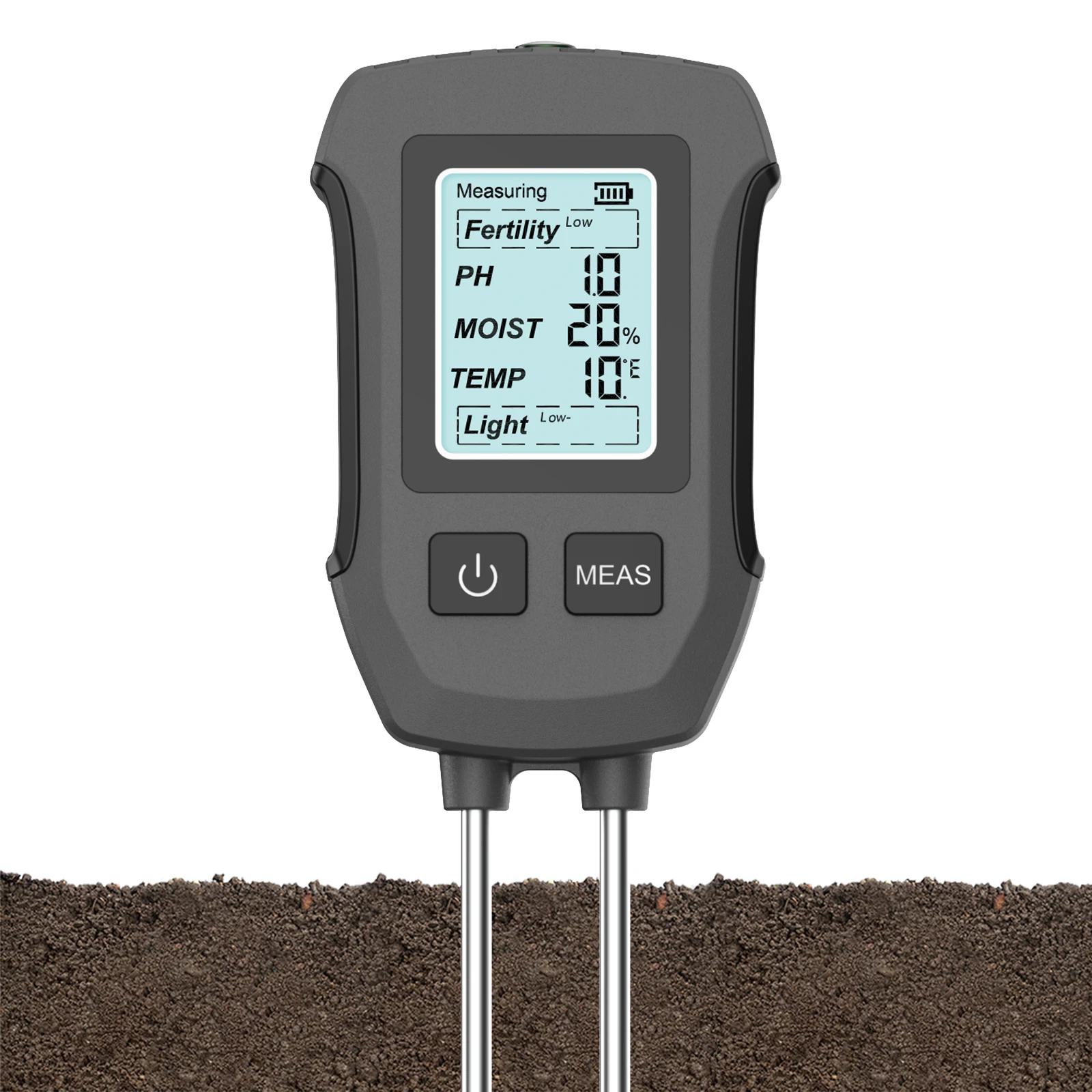 3-in-1 digitale LCD-bodemtester PH / vocht / temperatuur Hoge nauwkeurigheid bodemmeter met achtergrondverlichting voor kamerplanten Tuin Gazon Boerderij