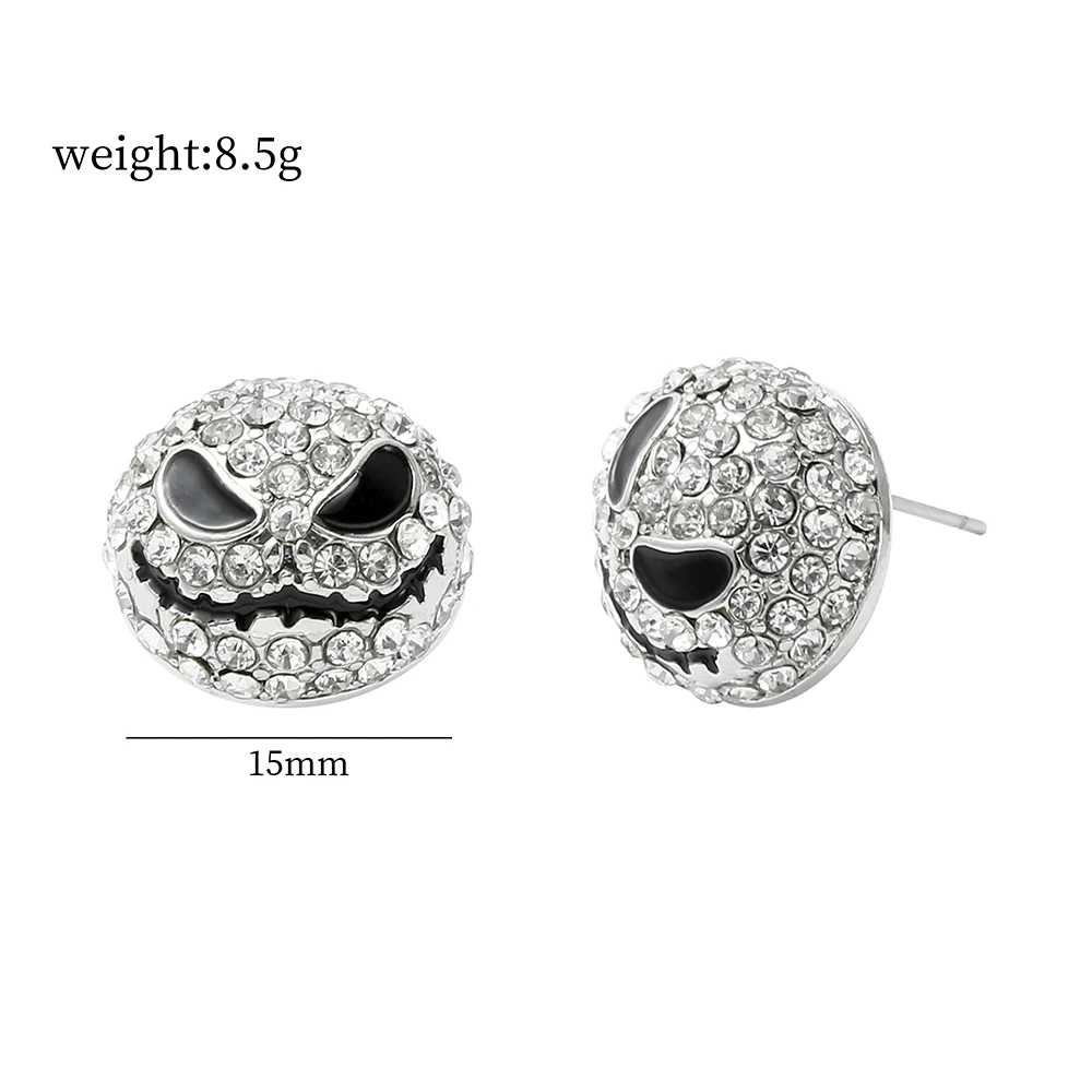 The Nightmare Before Christmas Earring Disnes Luxury Full Rhinestone Earring Jack Skellington Crystal Piercing Jewelry for Women