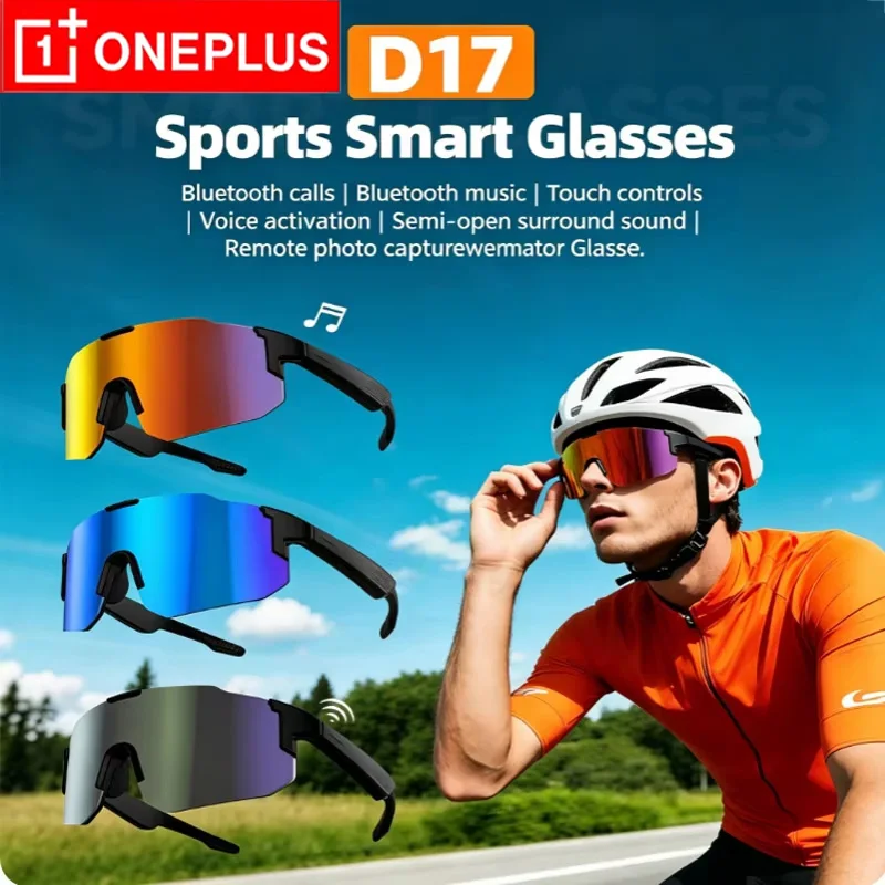 OnePlus D17 Smart Cycling Glasses Cycling Glasses Headphones Phone Calls Music Touch Controls and UV Protection Cool Sunglasses