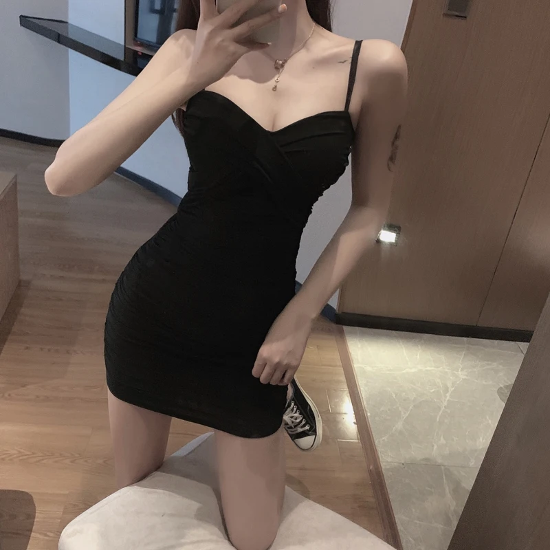 Nightclub Women\'s New Sle Net Gauze Waist Cinching Slimming Sexy Spicy Girl Sexy Dancing Bodycon Strapl Dr