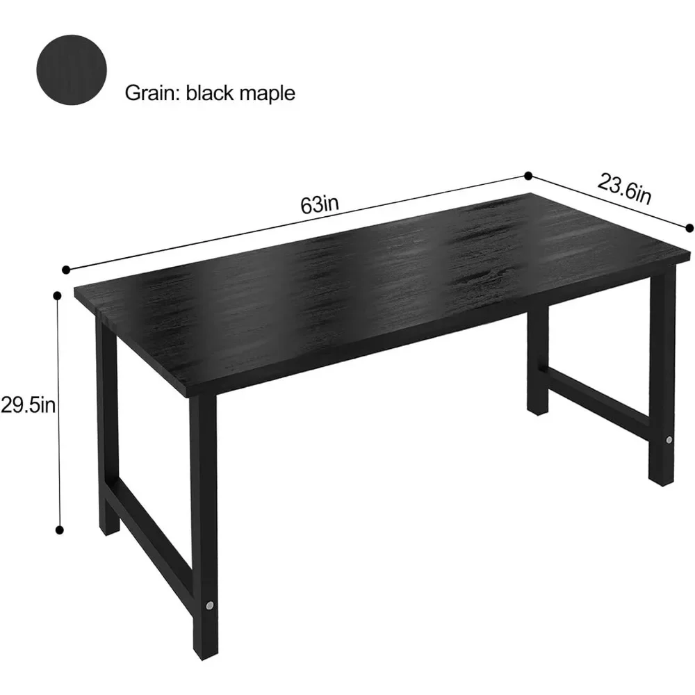 Escritorio de pie de 63 pulgadas, Marco ancho de Metal resistente, patas de acero más gruesas, escritorios de oficina simples y modernos para el hogar, mesa de oficina