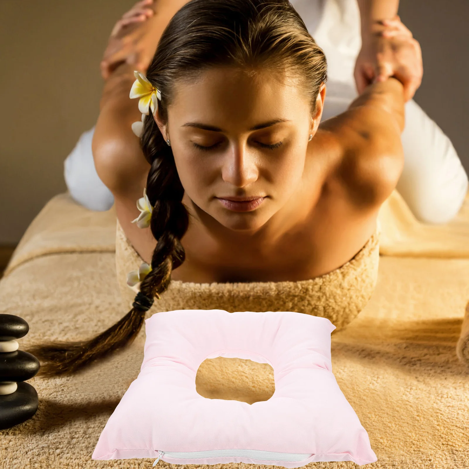 

1pc Hollow Face Pillow For Beauty Salons Spas Clinics Massage Parlors Washable Epe Reusable Body Relax Cushion Salon Headrest