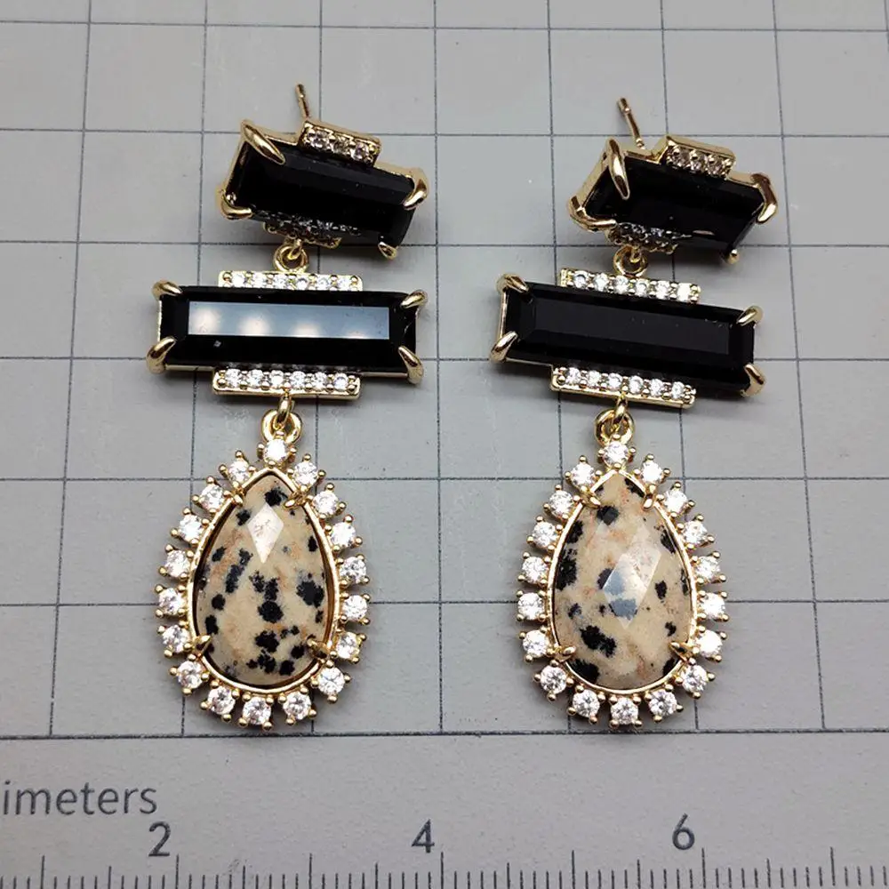 

Fashion Women Earrings Teardrop Jasper Onyx Dangling Earrings Unique Jewelry