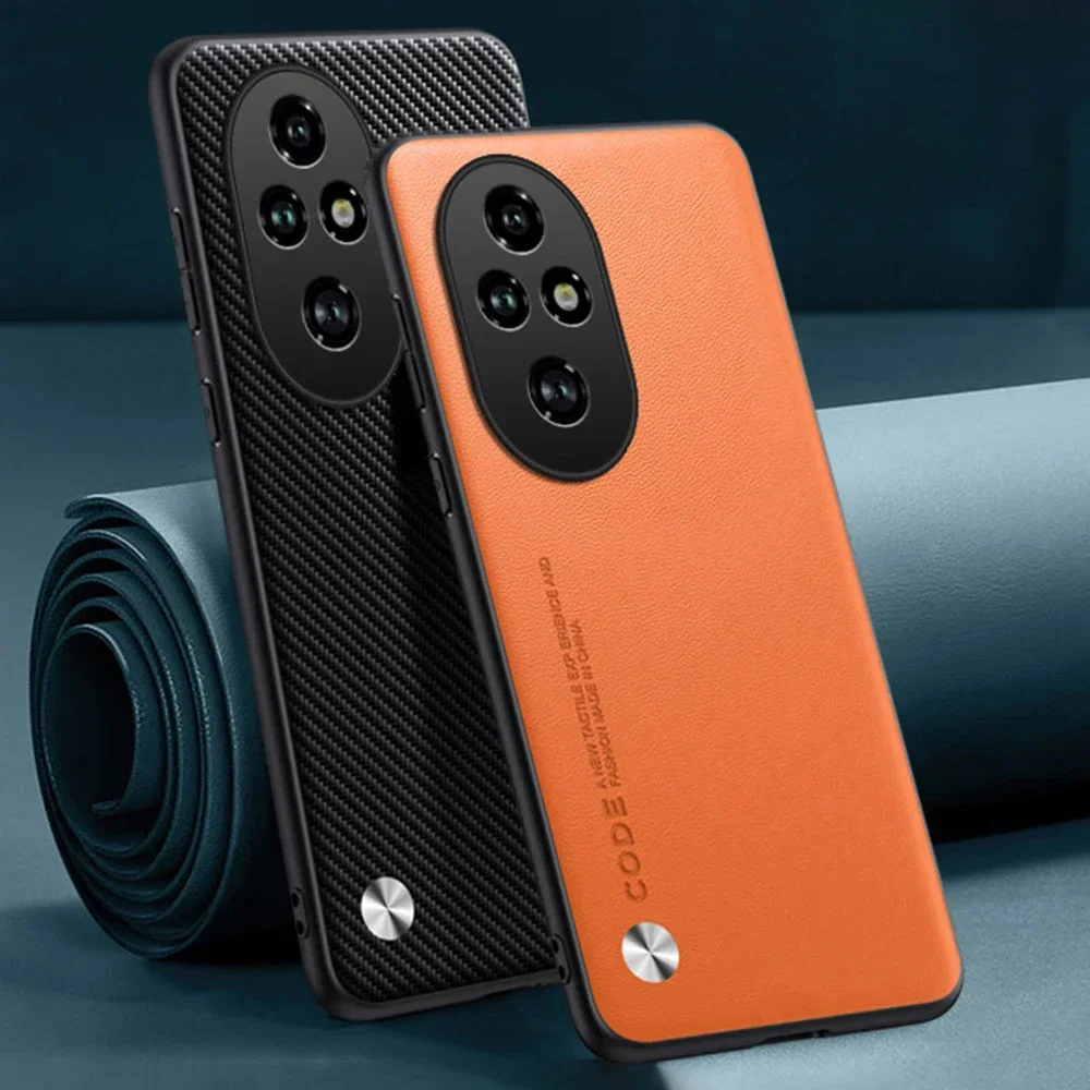 Leather Case for Huawei Honor 200 Pro Matte Carbon Fiber Silicone Protection Full Camera Luxury Phone Cover Honor200Pro ELP-AN00