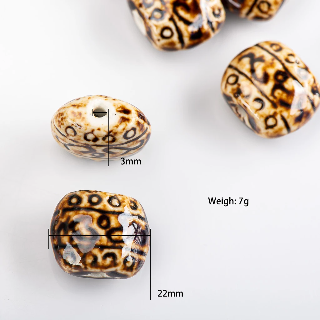 22#10pcs Vintage abstract pattern ceramic beads for jewelry making Vintage ornament #MY269