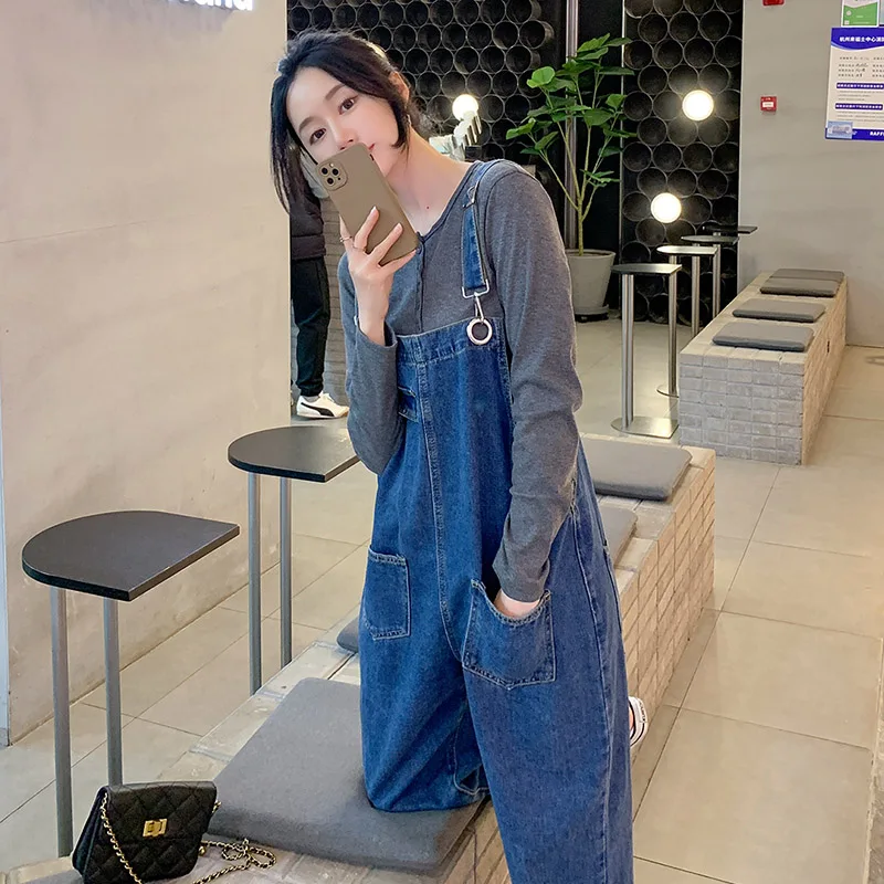 2023 Spring Denim Maternity Jeans Loose Jumpsuits Clothes for Pregnant Women Pregnancy Overalls Pants + Tees Sets