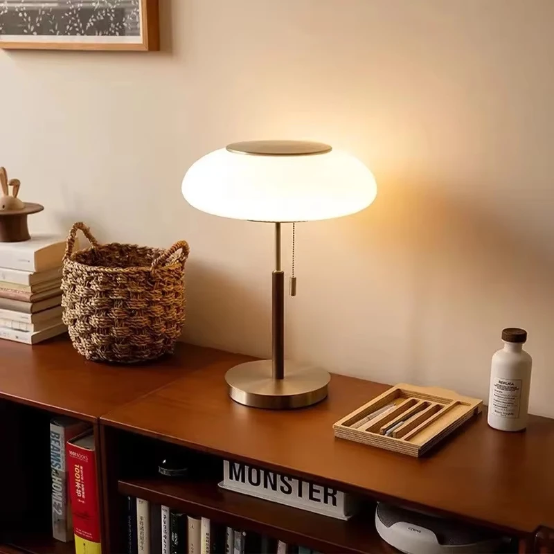 Vintage Industrial Table Lamp- Opal Glass Desk Light with Adjustable Arm