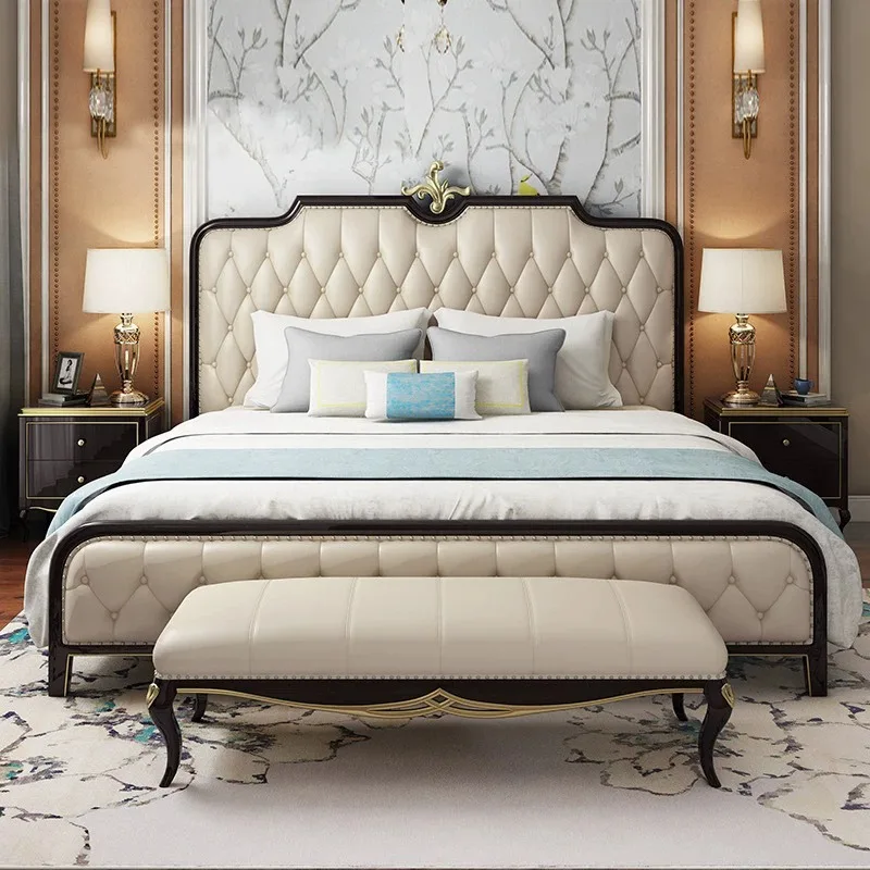 Storage Room Double Bed Accessories Bedside Table Household Modern Luxury Bed Frames Bedding Letto Matrimoniale Home Furniture