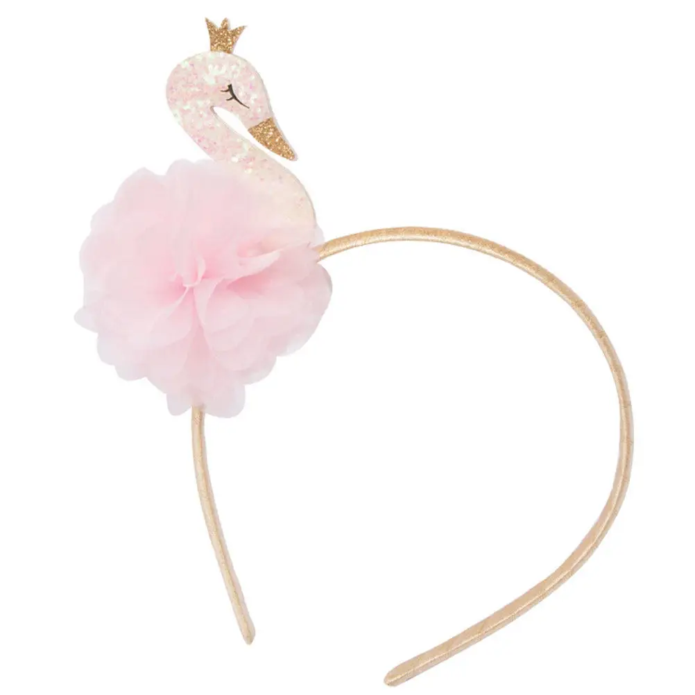 

2Pcs Gauze Flower Headband Stylish Swan Accent Hair Hoop for Girls Premium Party Wear Non-Slip Secure Fit for Festive Gatherings