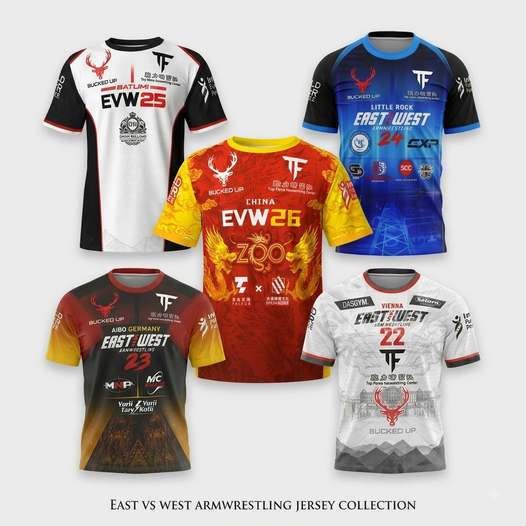 The East VS West Series 16 To 26 Armwrestling T-Shirt Atlantic City Sports Jersey Men's Breathable Quick Dry Fitness Gym Tee Top