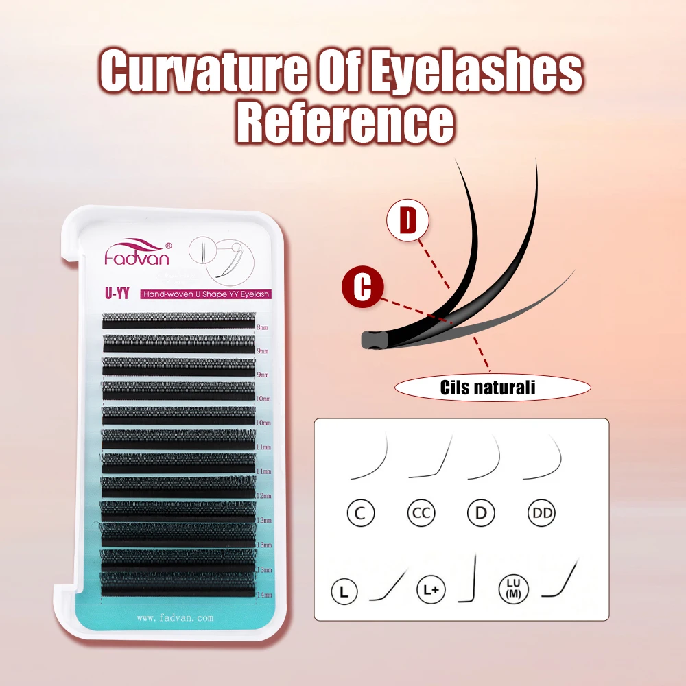 Fadvan U-förmige YY-Parallelblumen-Fälschungswimpern, Cosplay-Wimpern mit doppelten Spitzen, 2D-YY-Wimpern, vorgefertigte Fächer, Volumen, falsches Wimpern-Make-up – Detail 4