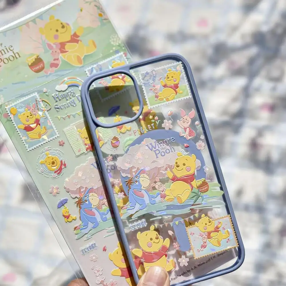 

Disney весенняя прогулка медведь пух пузырь хлопок трехмерные наклейки маникюр украшения Diy чехол для телефона блокнот подарок для девочки