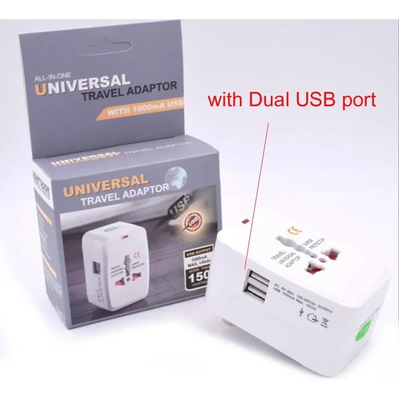 Adaptateur de prise de courant alternatif tout-en-un, convertisseur de chargeur mural universel de voyage dans le monde entier, Port de chargement USB, prise électrique EU UK US AU
