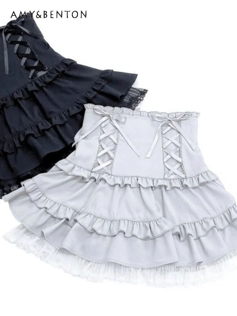 

Японская новая коллекция SC Spring: серия Mine, серийное производство, мини-юбка с кружевными вставками и завышенной талией, в стиле Лолита, готическая, А-силуэт, женская.