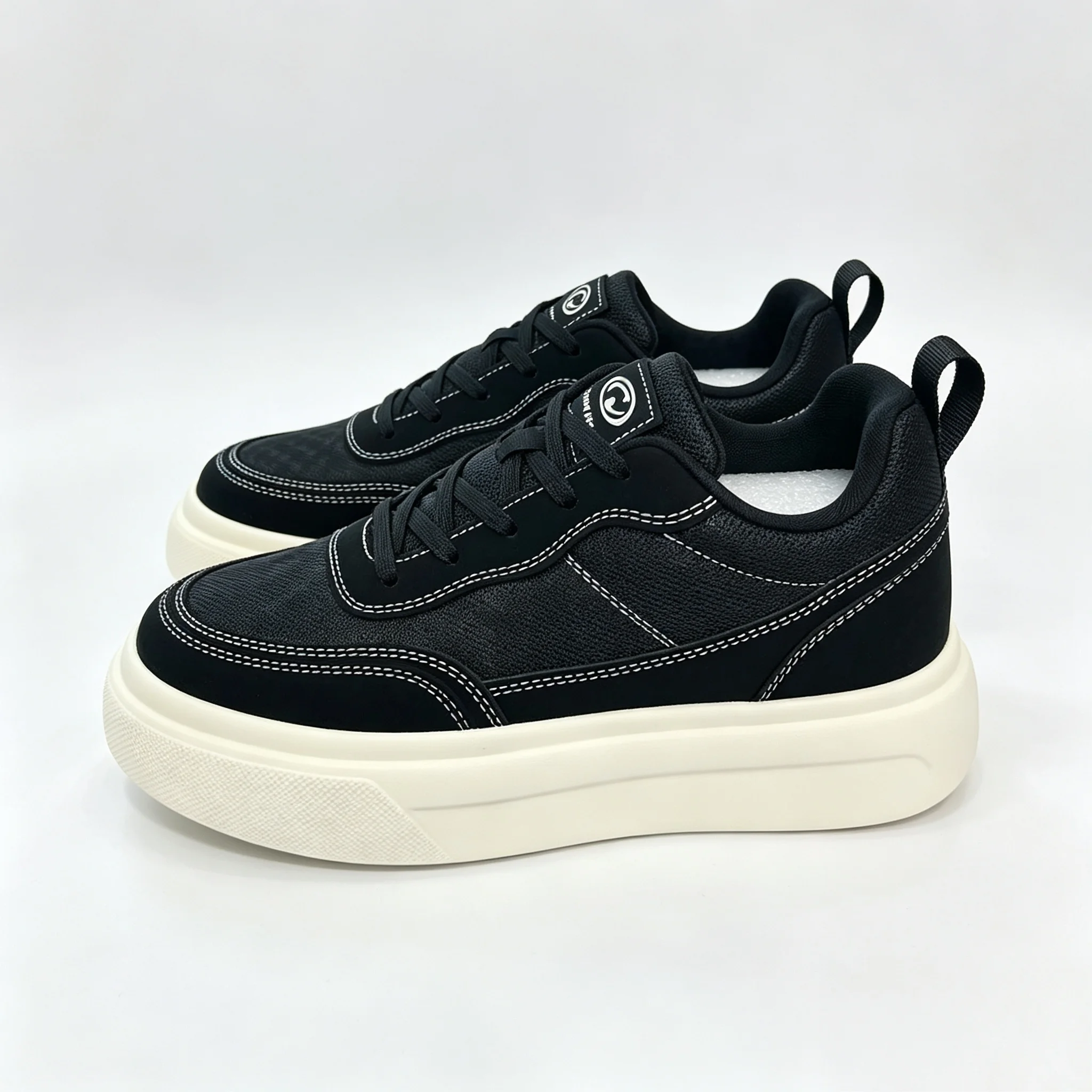 6-10CM Unsichtbare Höhenverlängerung Herren Plateau-Sneaker Schwarz Atmungsaktive Schnürschuhe Casual Höhenerhöhende Skate-Schuhe Alltagsschuhe zum Spazierengehen – Detail 10