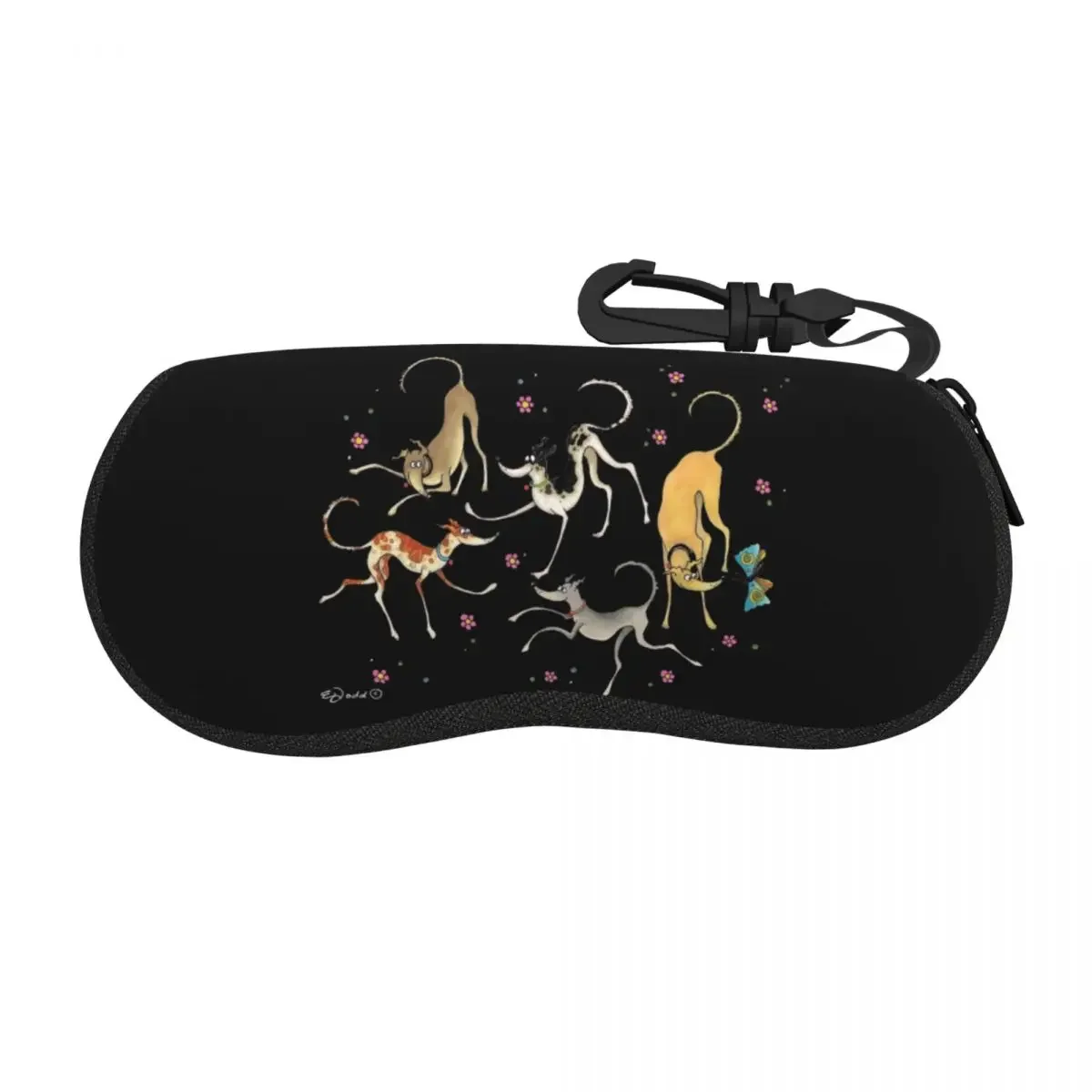 Custom Garden Party Cute Greyhounds Lurcher Shell Eyeglasses Protector Cases Sunglass Case Whippet Sighthound Dog Glasses Pouch