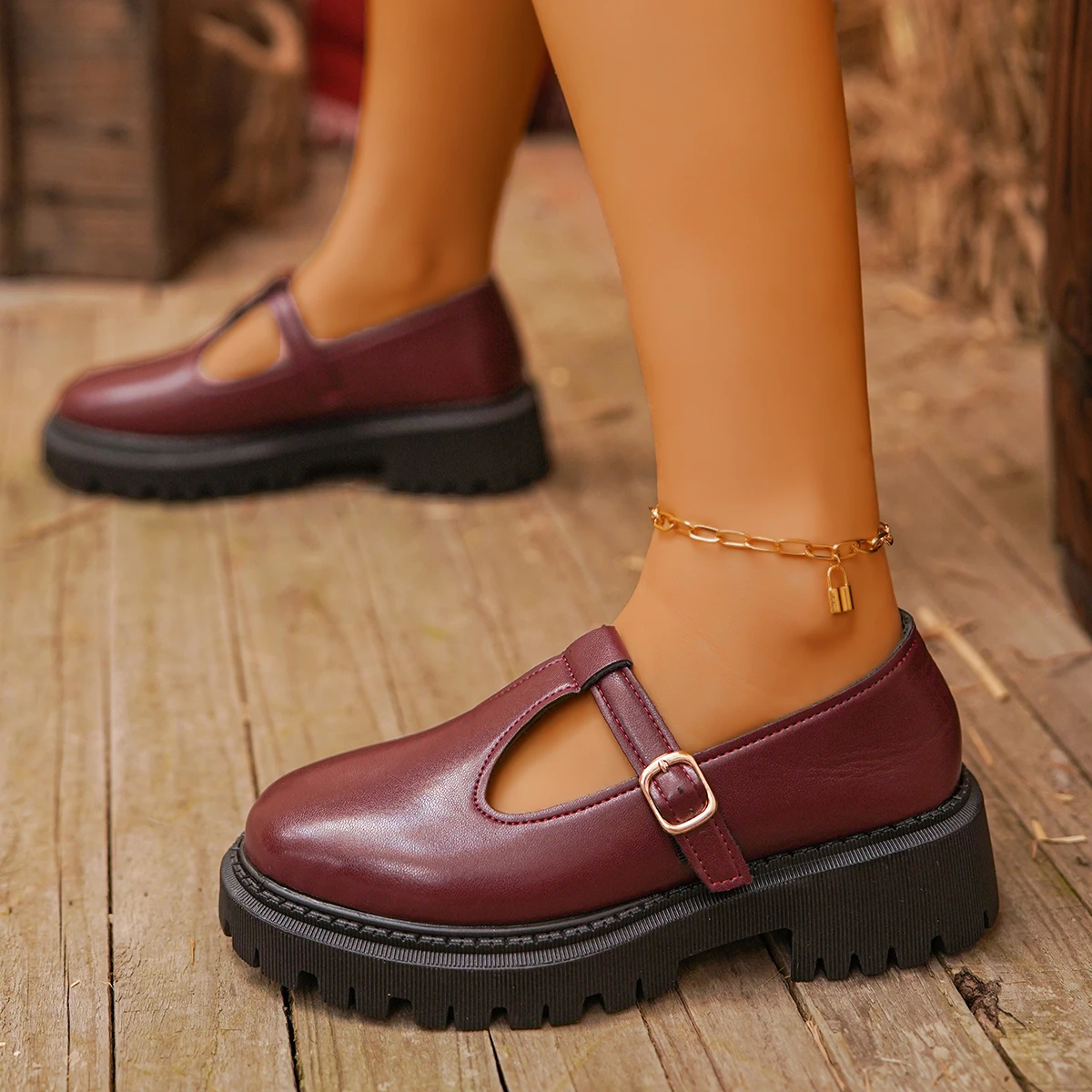 

*Fashionable New Elegant Anti Slip Casual Women's Shoes Spring Autumn Selling Round Head Comfortable Thick Soled Single Shoes